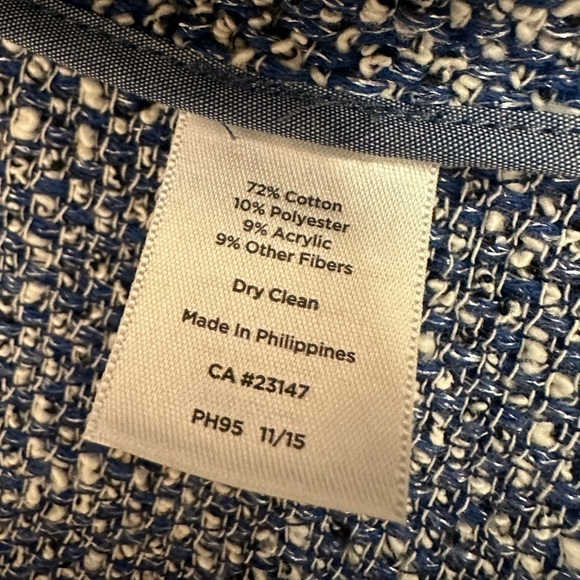 Talbots Blue/White Boucle Drape Front Blazer Size M - Picture 10 of 10
